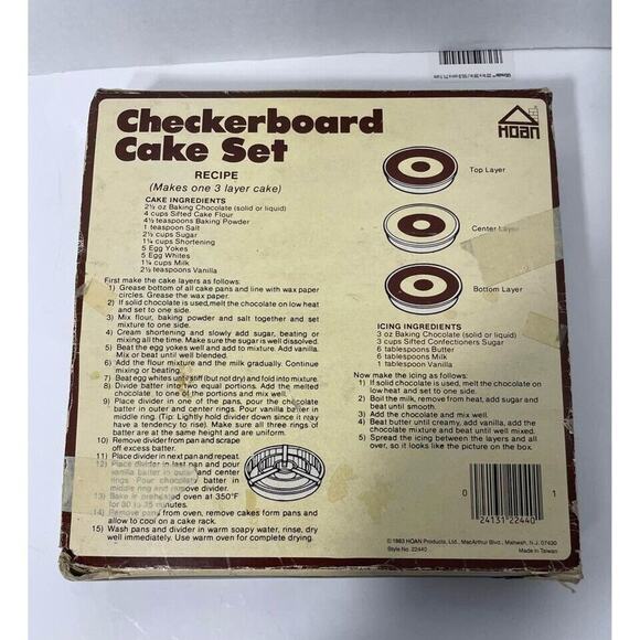 Vintage 1983 HOAN Checkerboard Cake Set Round Pan - Picture 2 of 10